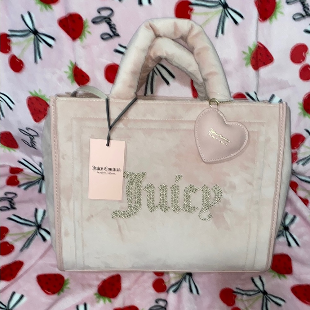 💗NEW💗!!!!Juicy Couture Pink Tote Bag with Luxe Velour Texture